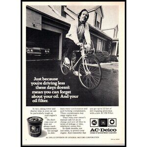 1975 AC Delco Oil Filter Vintage Print Ad Suburban Garage 10 Speed Bike Wall Art
